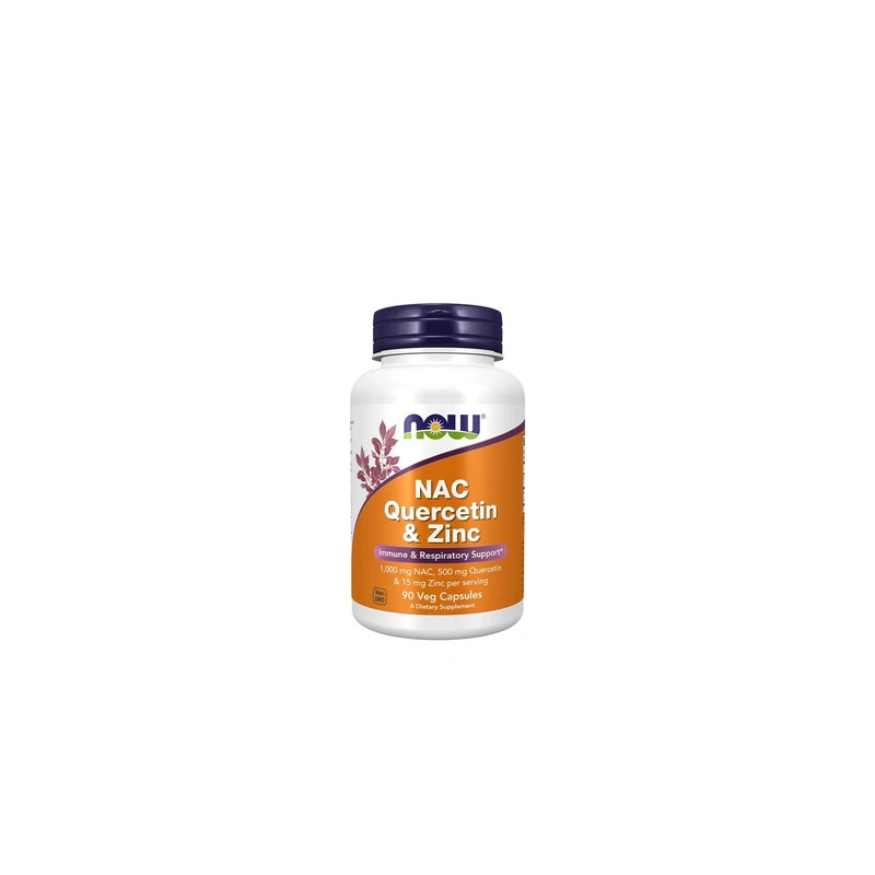 NOW Foods NAC Quercetin & Zinc Vegetarian Capsules 90 Count - Immune and Respiratory Support
