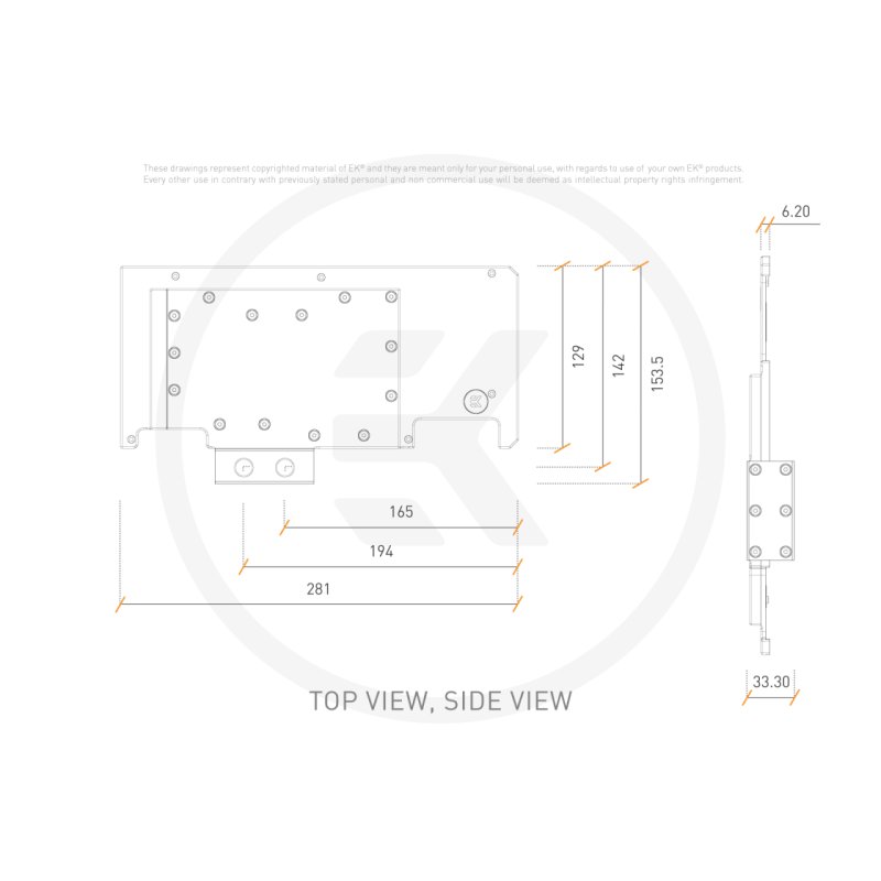 EK Water Blocks compatible EK-Quantum Vector Strix RTX 3080/3090 aktive Backplate D-RGB - Nickel + Acryl