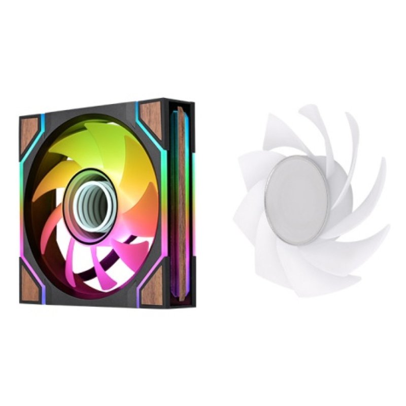 SWAFAN 120 EX INFINITY ARGB Sync PC Cooling Fan Wood Edition (schwarz, 3er-Pack, 120 mm, 124 mm)