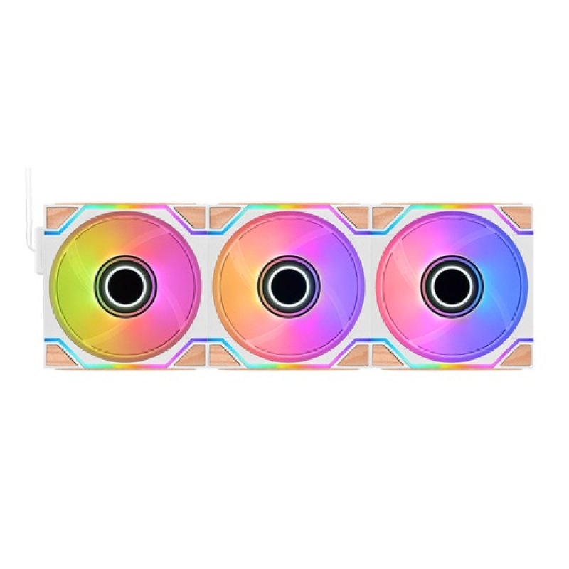 SWAFAN 120 EX INFINITY ARGB Sync PC Cooling Fan Wood Edition (weiß, 3er-Pack, 120 mm, 124 mm)
