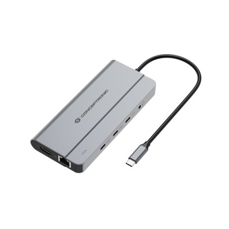 Conceptronic DONN34G station d'accueil Avec fil USB 3.2 Gen 2 (3.1 Gen 2) Type-C Gris