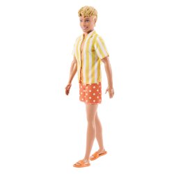 Barbie Fashionistas Style Ken Doll 252 in Orange and Yellow Polka-Dot Shorts, Yellow and White Striped Shirt, Blond