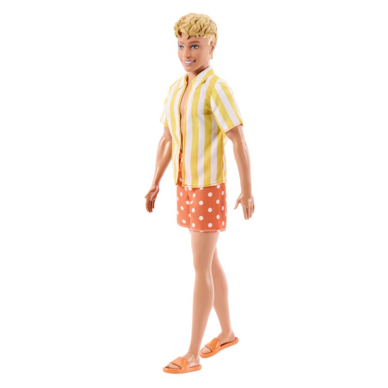 Barbie - Fashionista Ken Doll - Yellow And White Striped Shirt (JJN66)