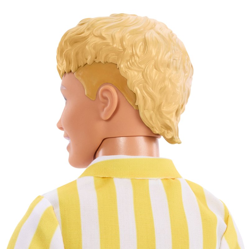 Barbie Fashionistas Style Ken Doll 252 in Orange and Yellow Polka-Dot Shorts, Yellow and White Striped Shirt, Blond