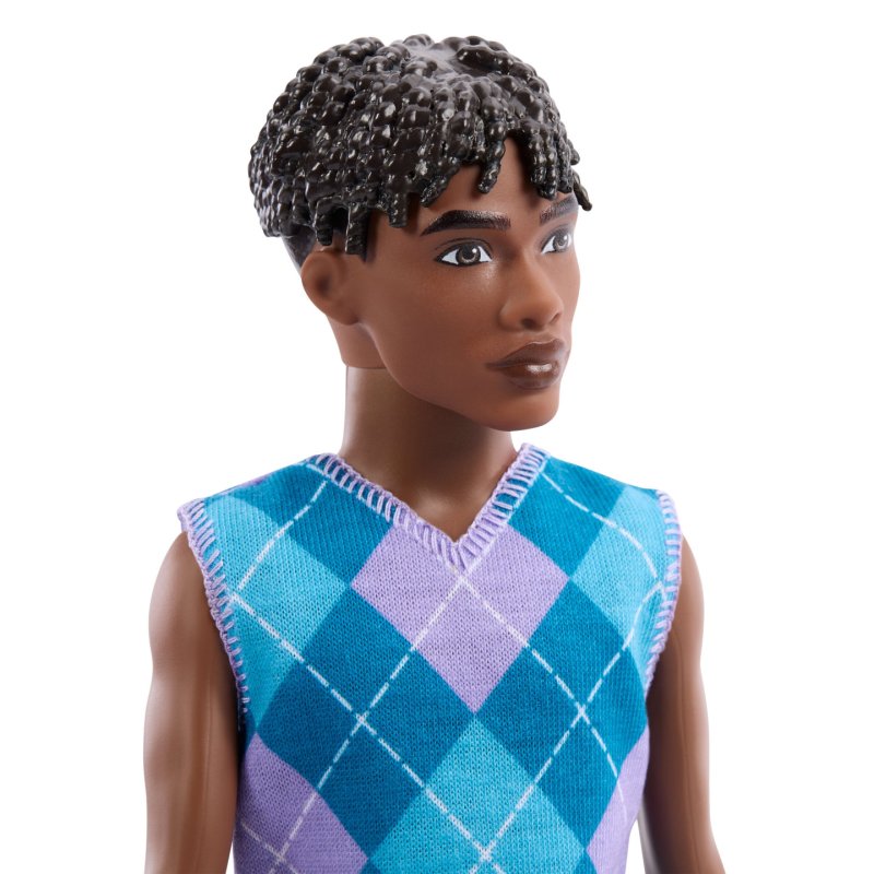 Barbie Fashionistas Style Ken Doll 253 in Lavender Shorts, Turquoise and Lavender Top, Brown Hair