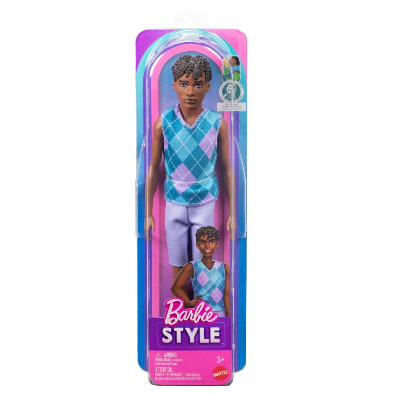 Barbie Fashionistas – Poupée Short et Haut à Motif Losanges