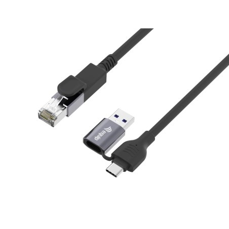 Equip 2 in 1 USB-C A to RJ45 Gigabit Ethernet Cable, 1.0m