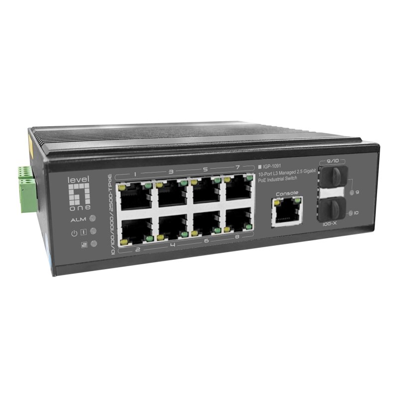 Industr.PoE Switch 8x2.5G PoE/2x1G/10G SFP Uplinks