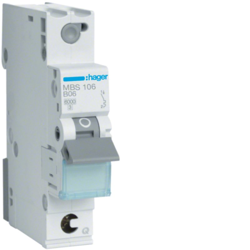 Hager Leitungsschutzschalter MBS106 1polig 6kA B-6A QuickConnect 1M