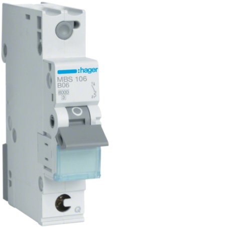 Hager Leitungsschutzschalter MBS106 1polig 6kA B-6A QuickConnect 1M