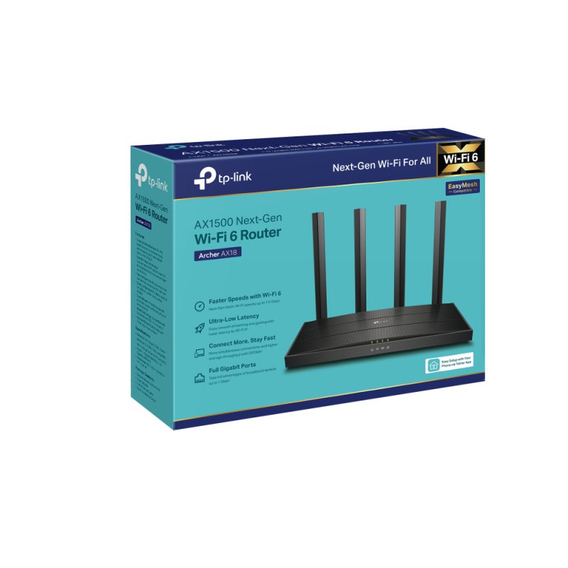 TP-Link Archer AX18 wireless router Gigabit Ethernet Dual-band (2.4 GHz / 5 GHz) Black