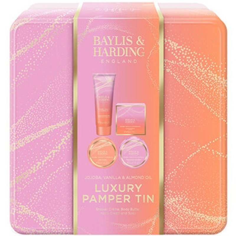 Baylis & Harding Luxury Pamper Tin Gift Set with Jojoba, Vanilla & Almond Oil