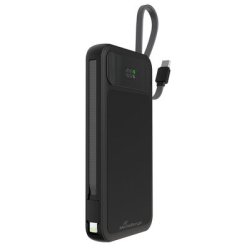 MediaRange Powerbank 10.000mAh with integrated charging cables and LC-Display, USB-C Power Delivery and Quick Charge