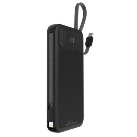 MediaRange Powerbank 10.000mAh with integrated charging cables and LC-Display, USB-C Power Delivery and Quick Charge