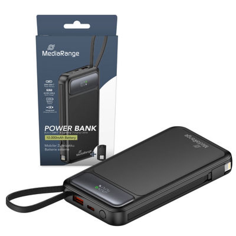 MediaRange MRMA753 banque d'alimentation électrique Lithium Polymère (LiPo) 10000 mAh Noir