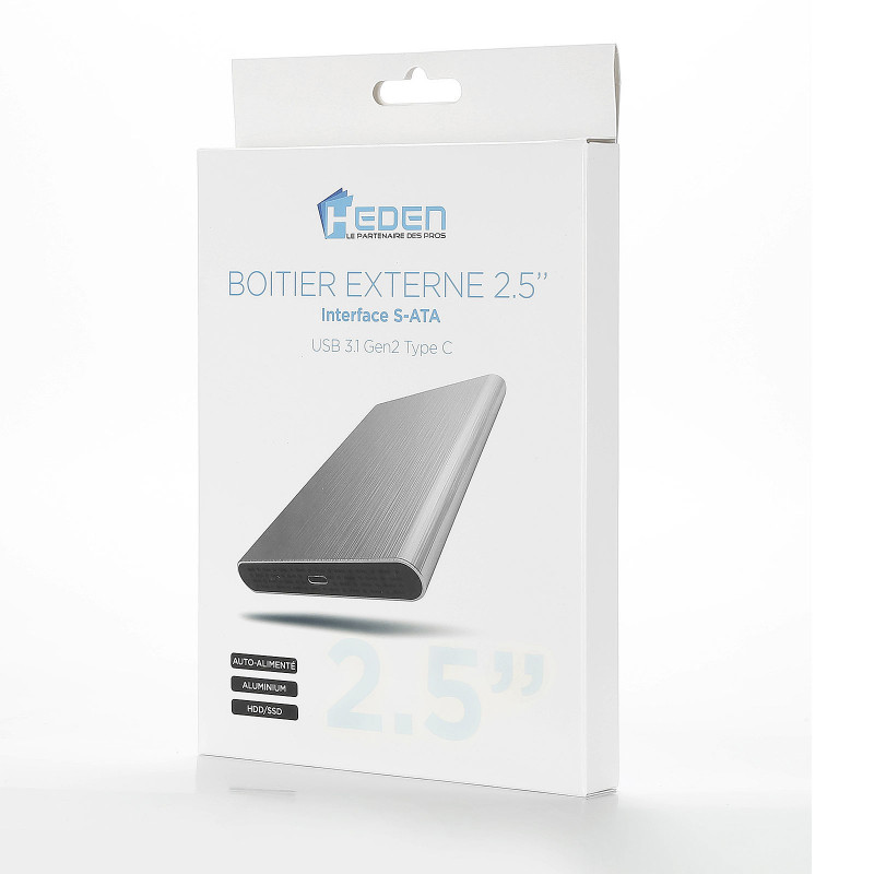 Boitier externe Heden compatible USB 3.1 Type C - 2"1/2 S-ATA (Argent)
