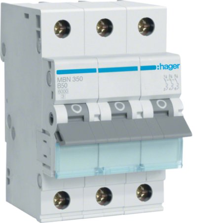 Hager Leitungsschutzschalter MBN350 3polig 6kA B-50A 3M