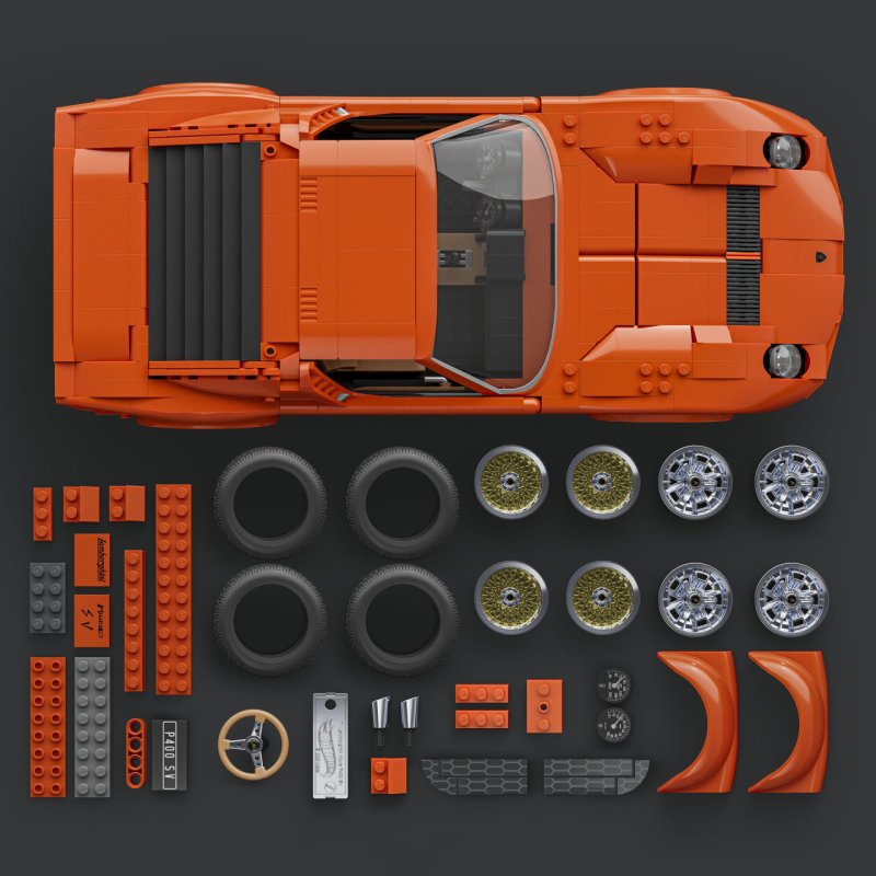 Mattel Brick Shop Hot Wheels ’71 Lamborghini Miura P400 SV Building Toy Kit (1523 Pieces), for Collectors