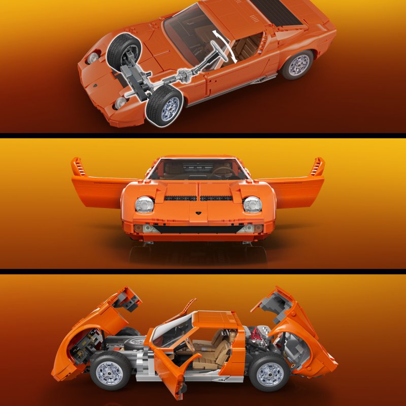 Mattel Brick Shop Hot Wheels ’71 Lamborghini Miura P400 SV Building Toy Kit (1523 Pieces), for Collectors