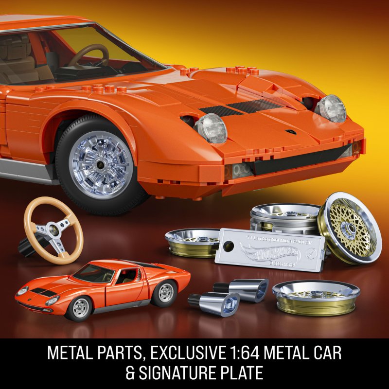 Hot Wheels Premium Mattel Brick Shop Building Set 1/12 Lamborghini Miura P400 SV