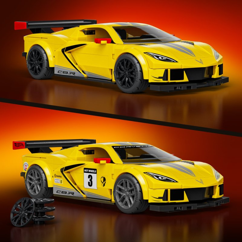 Mattel Brick Shop Hot Wheels ’20 Corvette C8.R Building Toy Kit (261 Pieces), for Collectors