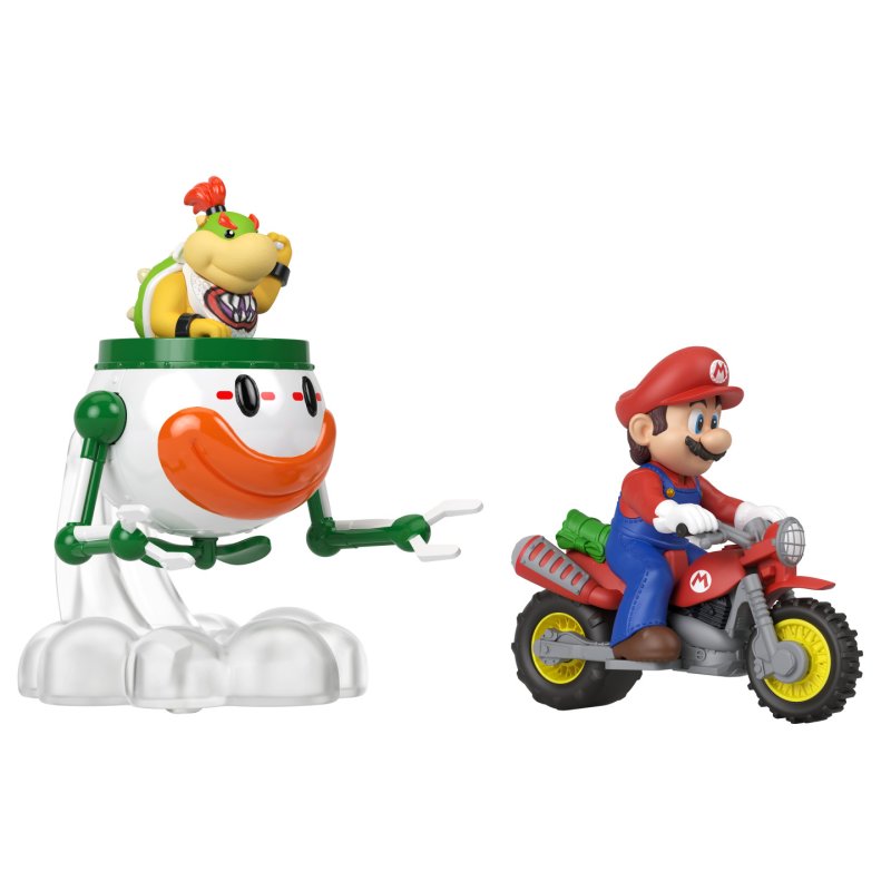 Hot Wheels The Super Mario Galaxy Movie 2-Pack, Mario on a Motorcycle & Bowser Jr. in a Clown Car