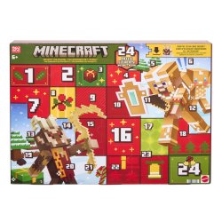 Minecraft Advent Calendar, 3 3.25-inch Scale Action Figures, 15 Accessories, 5 Stickers & Digital Item Code