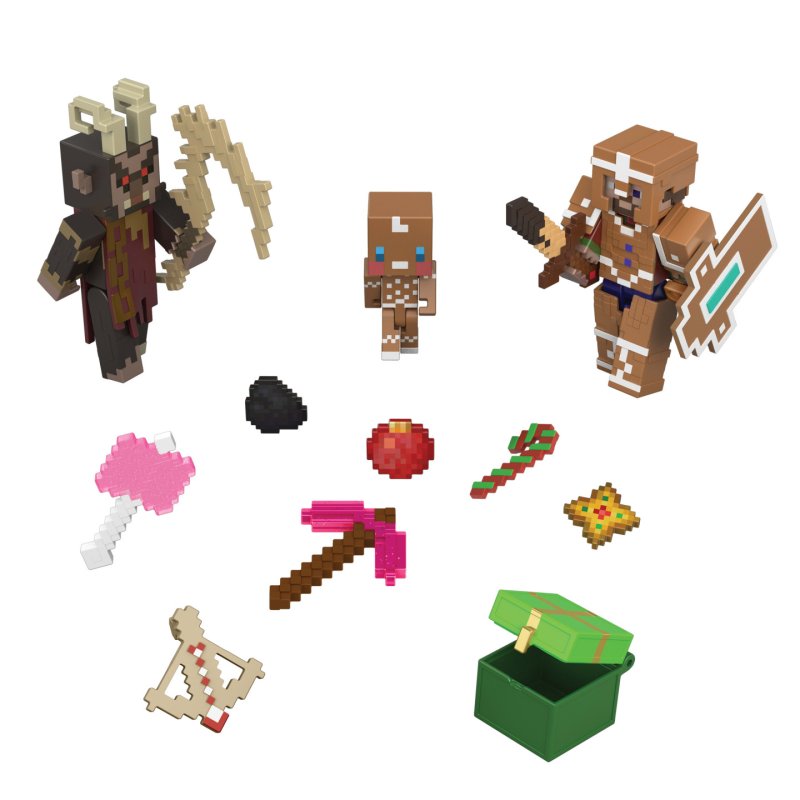 Minecraft Advent Calendar, 3 3.25-inch Scale Action Figures, 15 Accessories, 5 Stickers & Digital Item Code