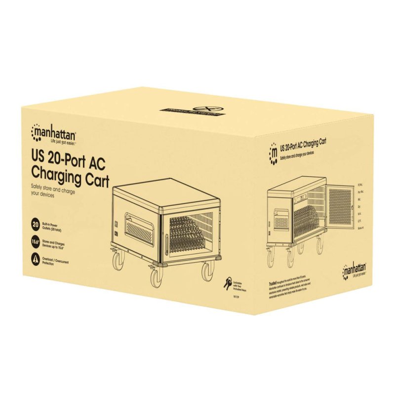 Manhattan Laptop Charging Cabinet Desktop via AC Adapter (EU) 20-bay Install device's AC Adapter (power cables) into