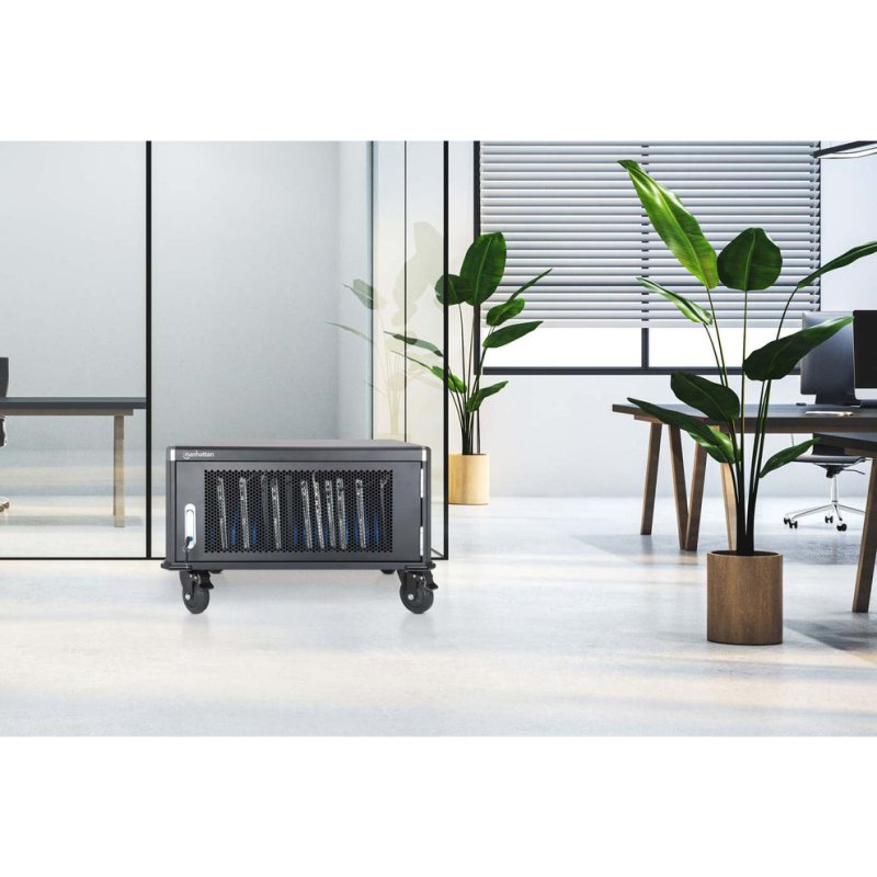 Manhattan Laptop Charging Cabinet Desktop via AC Adapter (EU) 20-bay Install device's AC Adapter (power cables) into