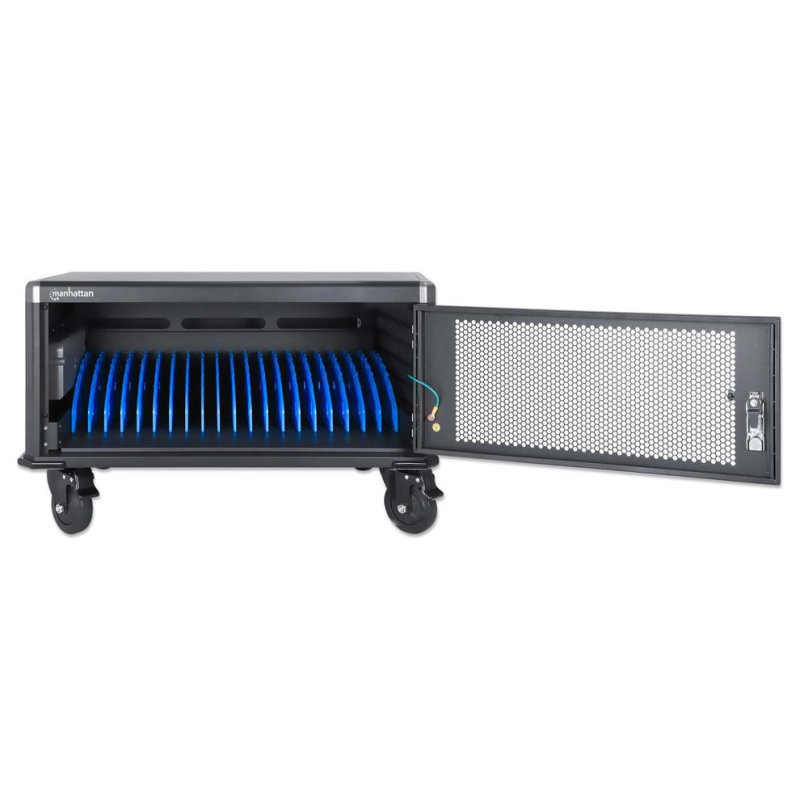 Manhattan Laptop Charging Cabinet Desktop via AC Adapter (EU) 20-bay Install device's AC Adapter (power cables) into