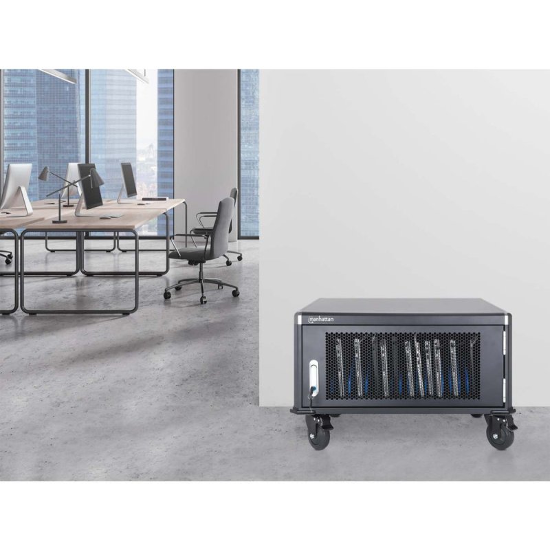Manhattan Laptop Charging Cabinet Desktop via AC Adapter (EU) 20-bay Install device's AC Adapter (power cables) into