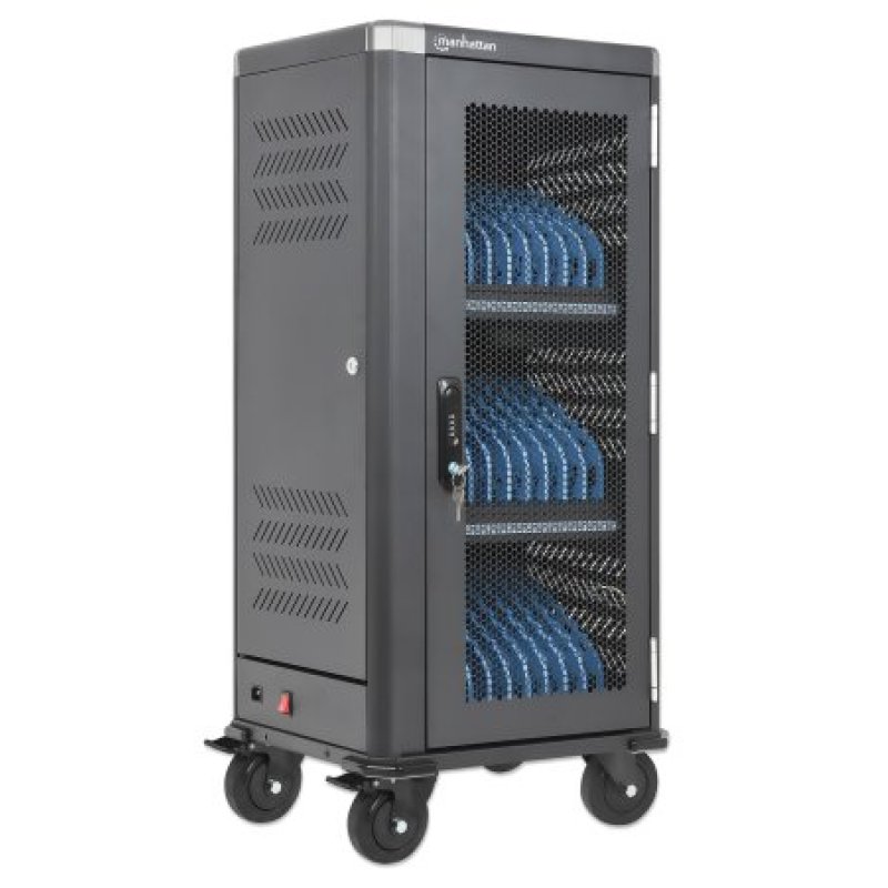 Manhattan iPad to 13 MacBook Air to 13 & Chromebook 14 30-bay Charging Trolley/Cart via USB-C (30W) Also other