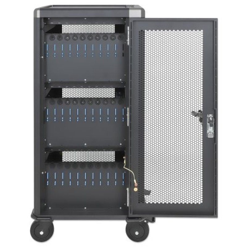 Manhattan iPad to 13 MacBook Air to 13 & Chromebook 14 30-bay Charging Trolley/Cart via USB-C (30W) Also other