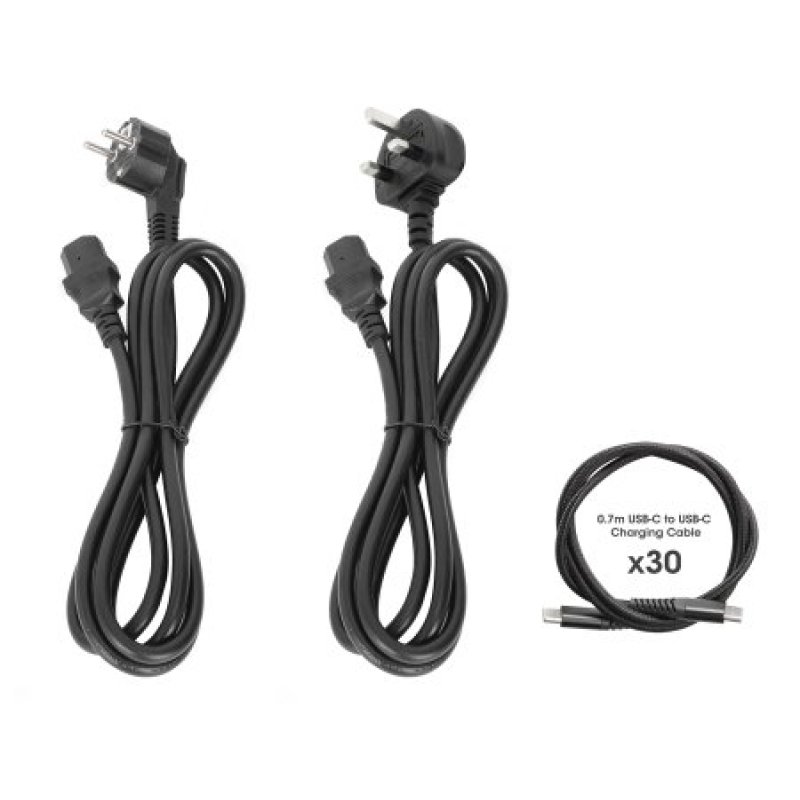 Manhattan iPad to 13 MacBook Air to 13 & Chromebook 14 30-bay Charging Trolley/Cart via USB-C (30W) Also other