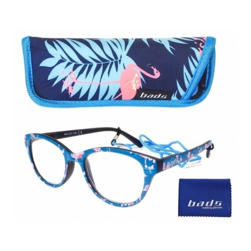 BADS Reading Glasses Flamingo Blue 3.50
