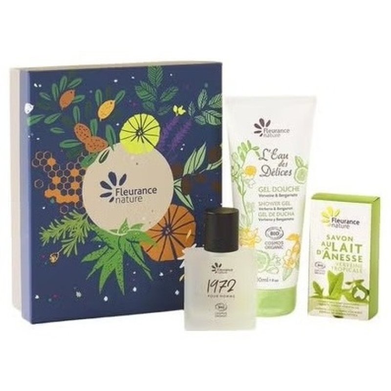 Fleurance Nature Men's Gift Set with Verbena Shower Gel, Perfume, and Soap