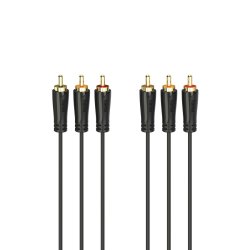 Hama 00205151 Audio/Video Cable, 3 RCA plugs - 3 RCA plugs, gold-plated 3m