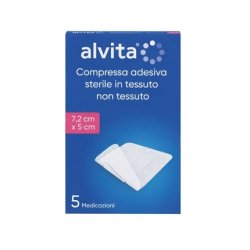 Alvita Sterile Adhesive Compress 7.2 x 5 cm - Pack of 5