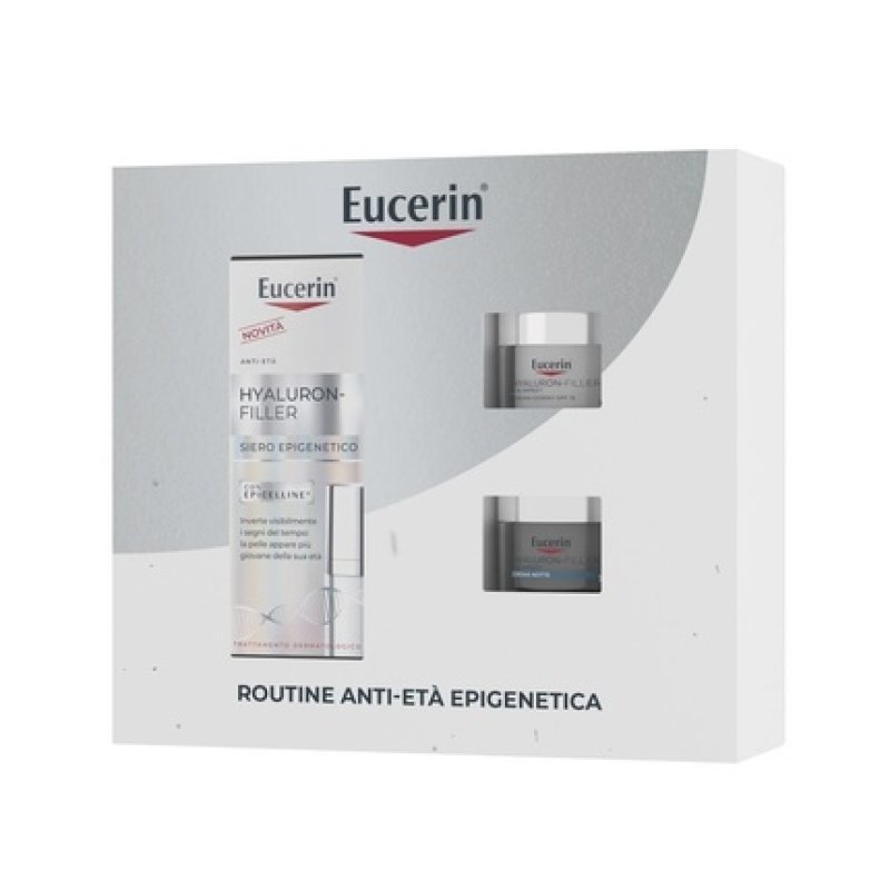 Eucerin Hyaluron Filler Anti-Aging Routine Set with Serum, Day Cream SPF30, and Night Cream