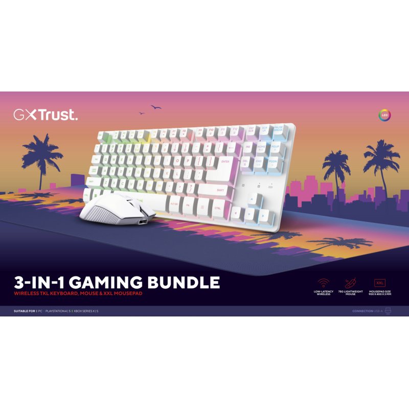 MIAMI 3-IN-1 GAMING BUNDLE (WIR ELESS KEYBOARD MOUSE MAT)