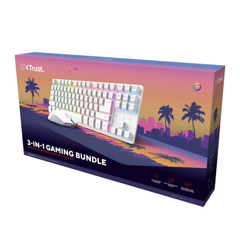 Trust GXT 882 clavier Souris incluse maison/bureau FR sans fil USB AZERTY Français Blanc