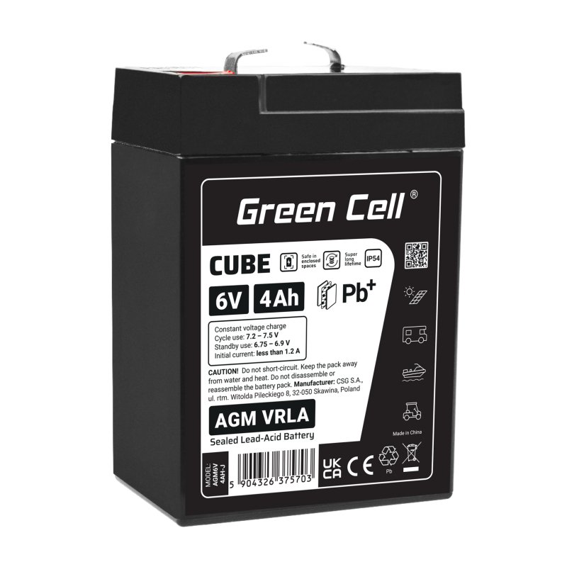 Green Cell AGM6V4AH-J UPS battery Sealed Lead Acid (VRLA) 6 V 4 Ah