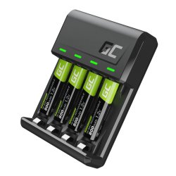 Greencell Set Charger Green Cell GC VitalCharger and 4x Rechargeable Batteries AAA HR03 800mAh