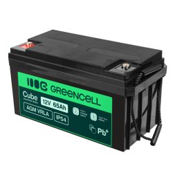 Green Cell Cube AGM VRLA IP54 12V 65Ah maintenance-free battery for lawnmowers, scooters, boats and wheelchairs