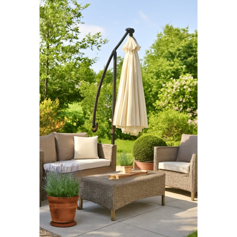 Extralink Black Forest Garden Umbrella with Side Panels, Large 3m Beige Cantilever Parasol d'aire de jeux cantilever