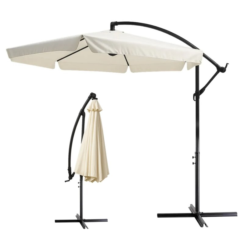 Gartenparasol Black Forest mit Seitenpaneelen, Großer 3m Beiger Schirm