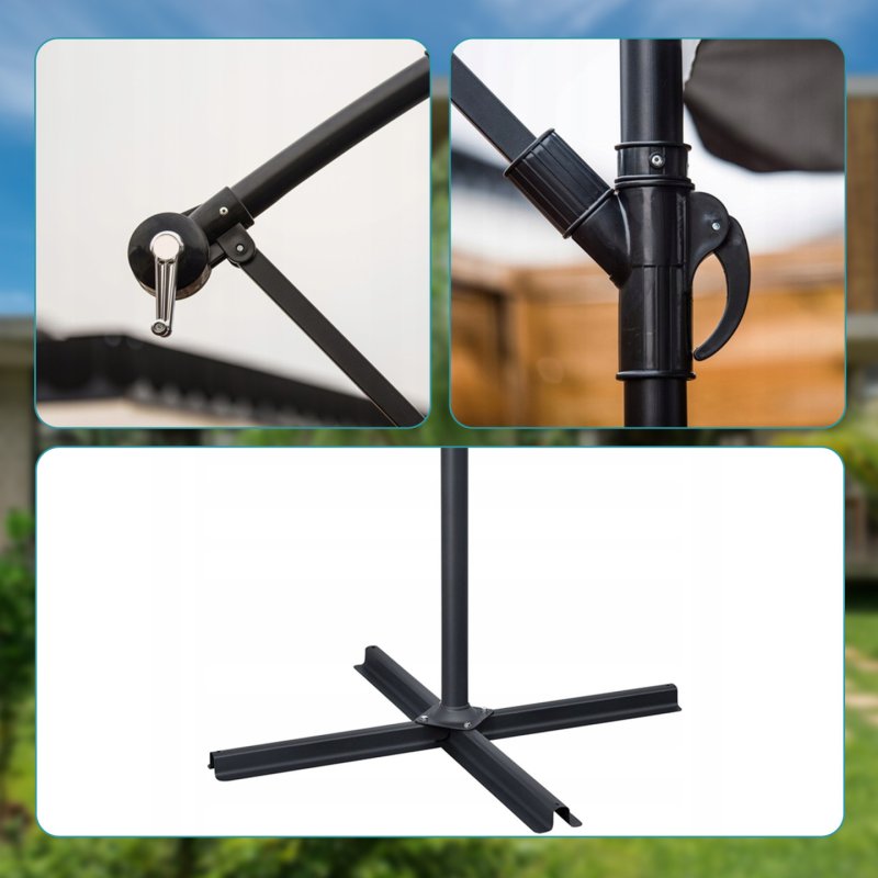 Gartenparasol Black Forest mit Seitenpaneelen, Großer 3m Beiger Schirm