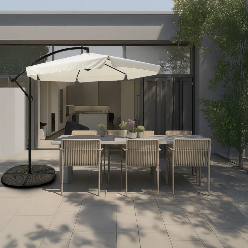 Gartenparasol Black Forest mit Seitenpaneelen, Großer 3m Beiger Schirm