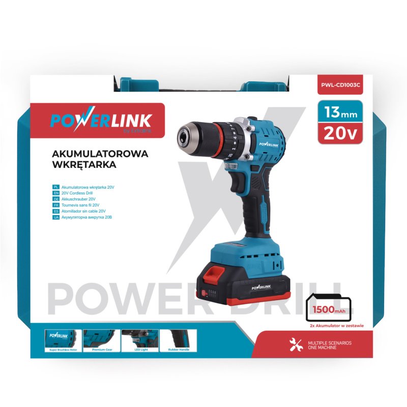Extralink POWERLINK AKUMULATOROWA WKR?TARKA PWL-CD1003C 13MM 20V 2X1,5AH